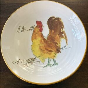 Williams Sonoma Rooster Dinner Bowl - Yellow and Brown